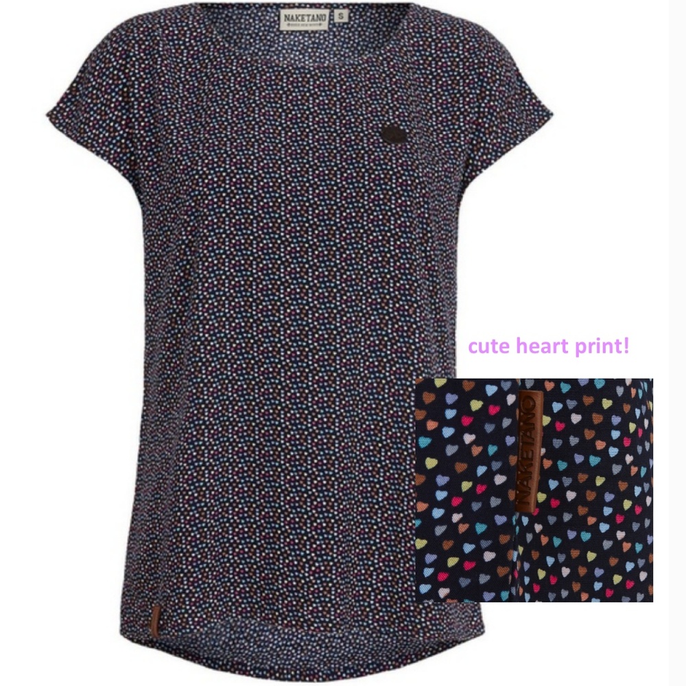 Naketano blouse shirt preppy heart print